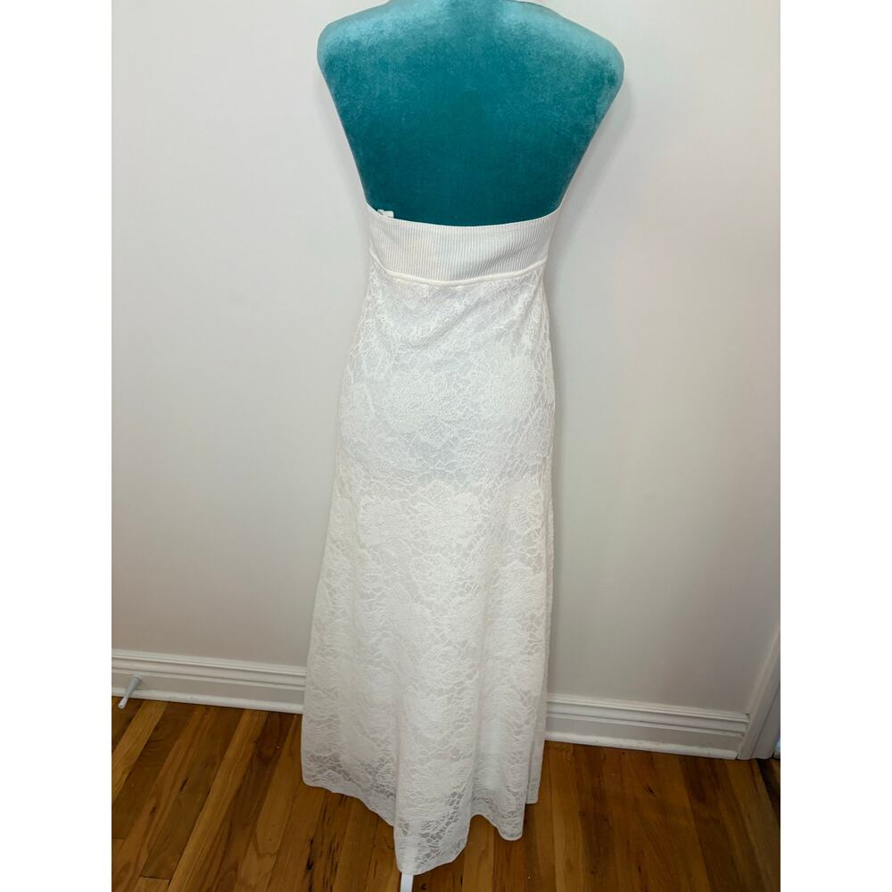 Sandro Paris beach wedding halter Maxi Angie Dress Lace Plunge V Neck Cream - Picture 8 of 11